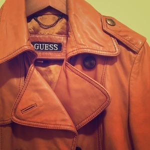 Guess leather coat with belt